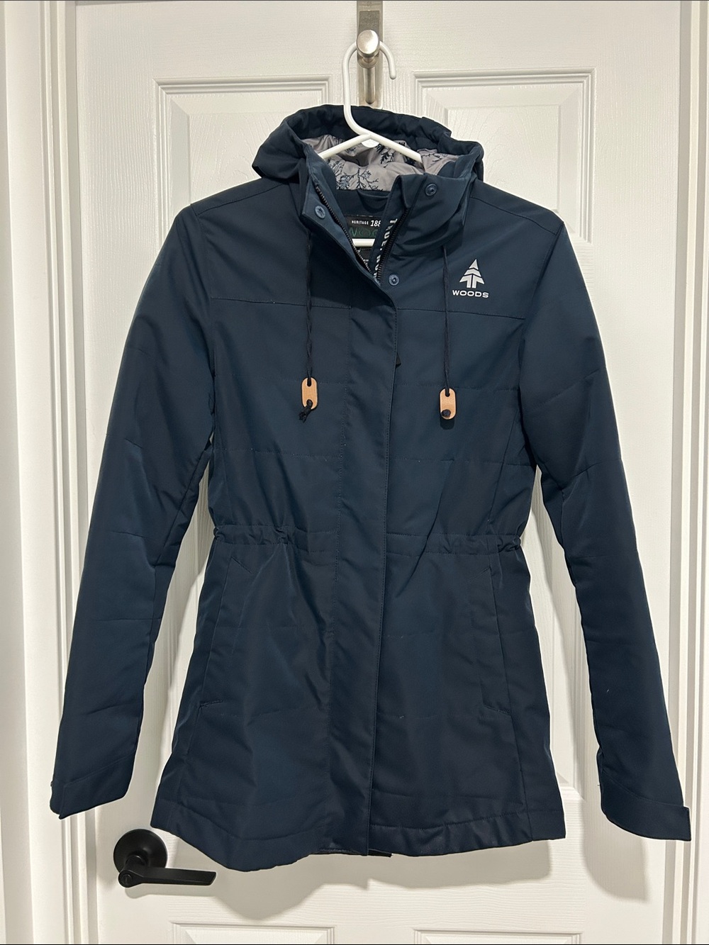 Women's Navy Hooded Puffer Coat